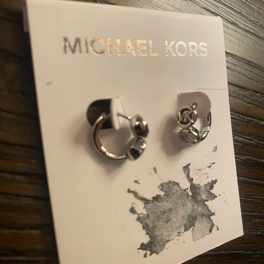 NEW Michael Kors small silver hoop earrings